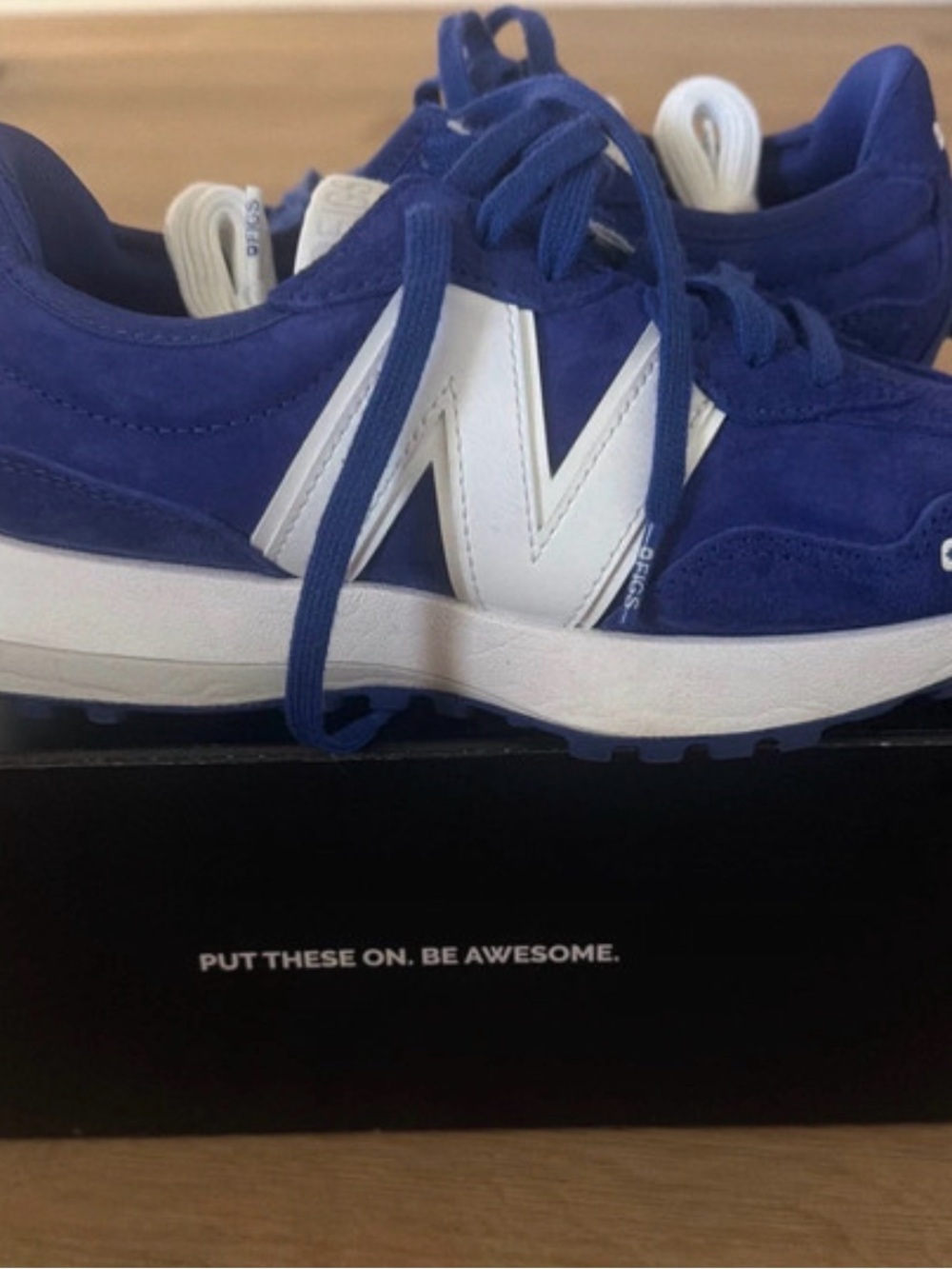 New Balance Women's Suede Sneakers in Royal Blue and White